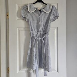 Monteau Blue and White Striped Mini Dress